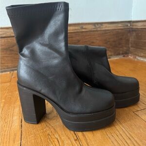 SHEIN Black Chunky Heel Ankle Boots